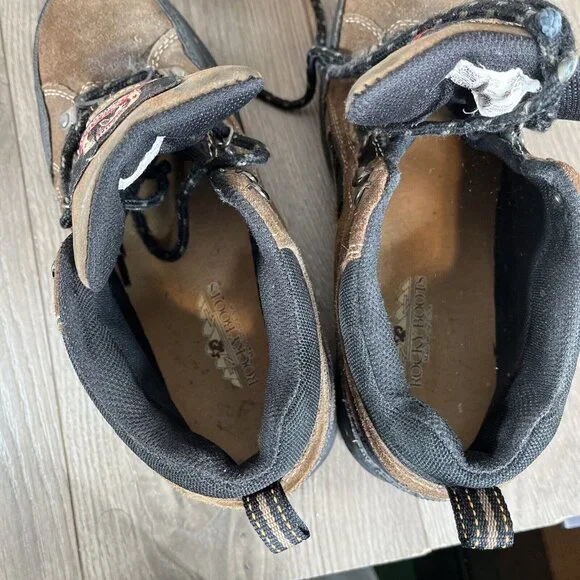 Brahmas Boots Mens 9.5 Work Or Outdoor Leather Brown Shoes Province Steel Toe - Picture 5 of 15